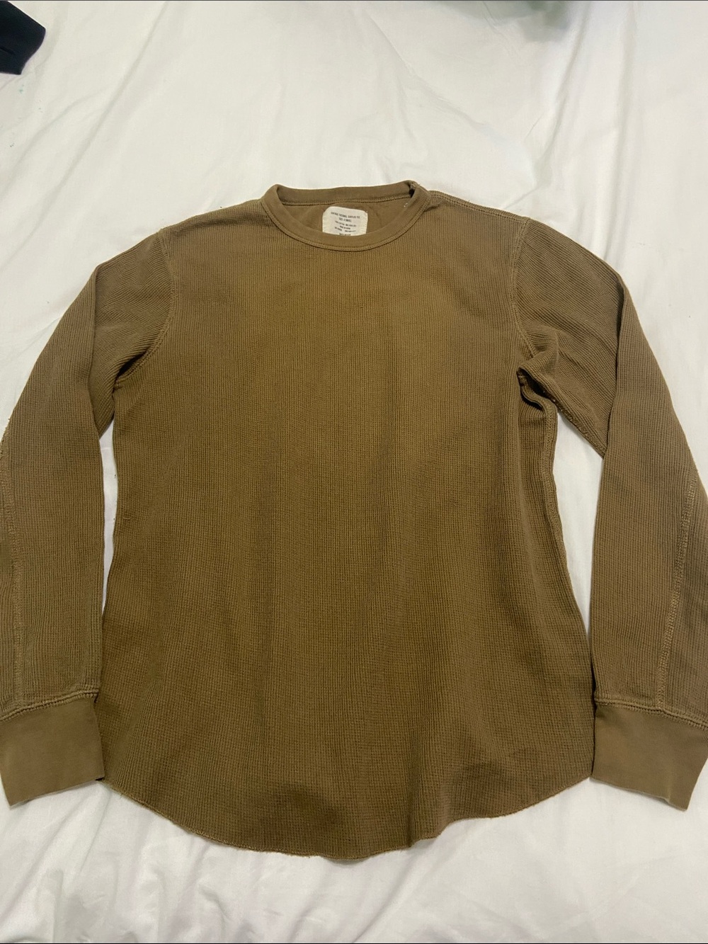 Buck Mason Olive Thermal Waffle Crewneck Sweater